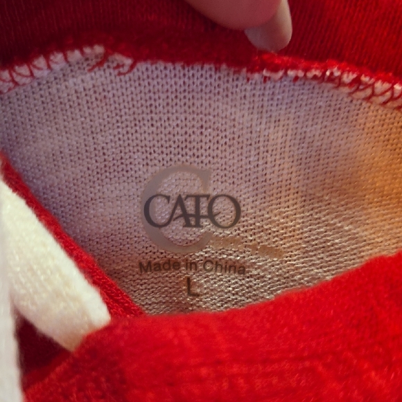 Cato Red and White Graphic Blouse - Picture 5 of 5